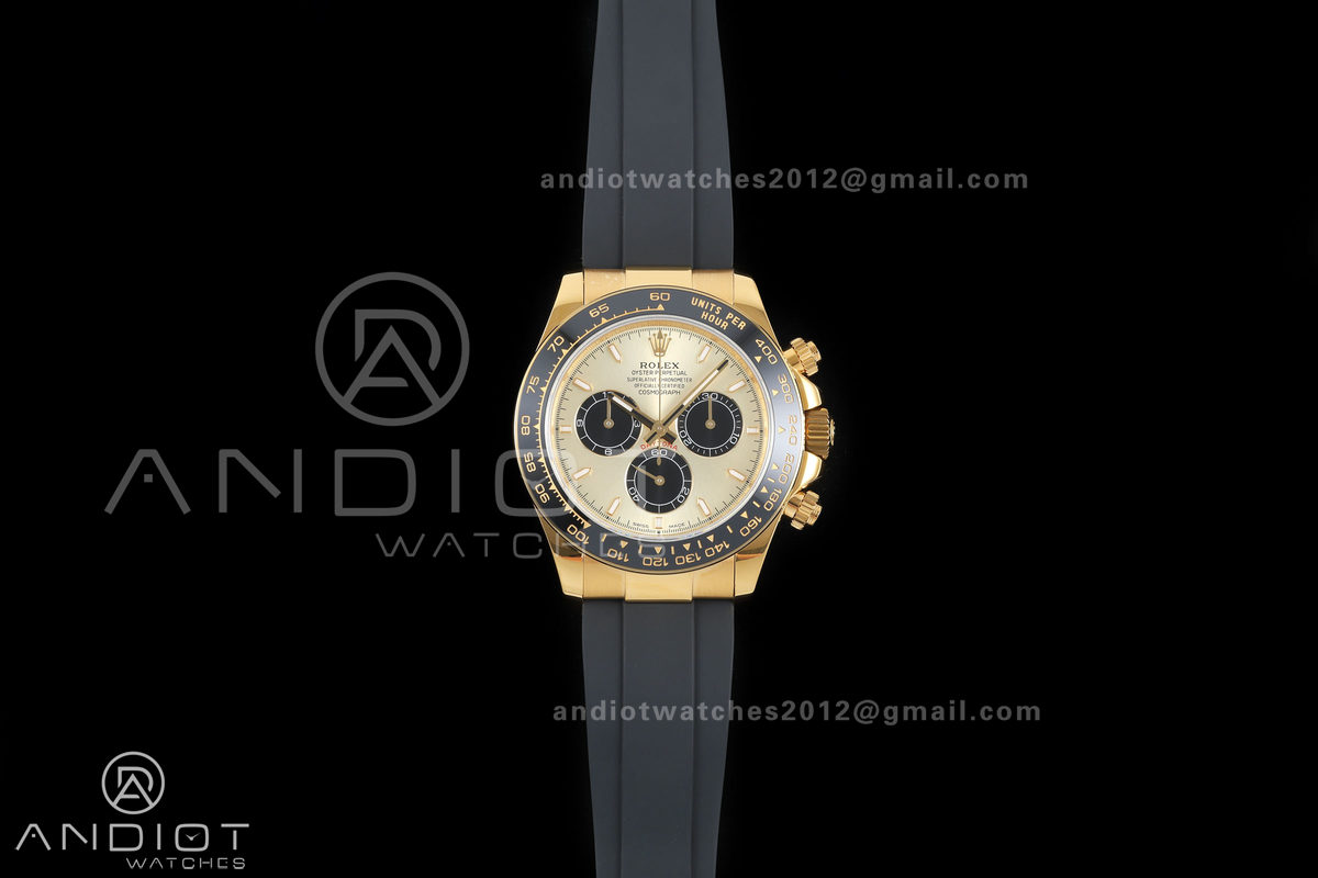 Daytona 126518 QF 1:1 Best Edition YG/Black Dial on Oysterflex Strap JH4131 V18 Weighted (Free Sprung)